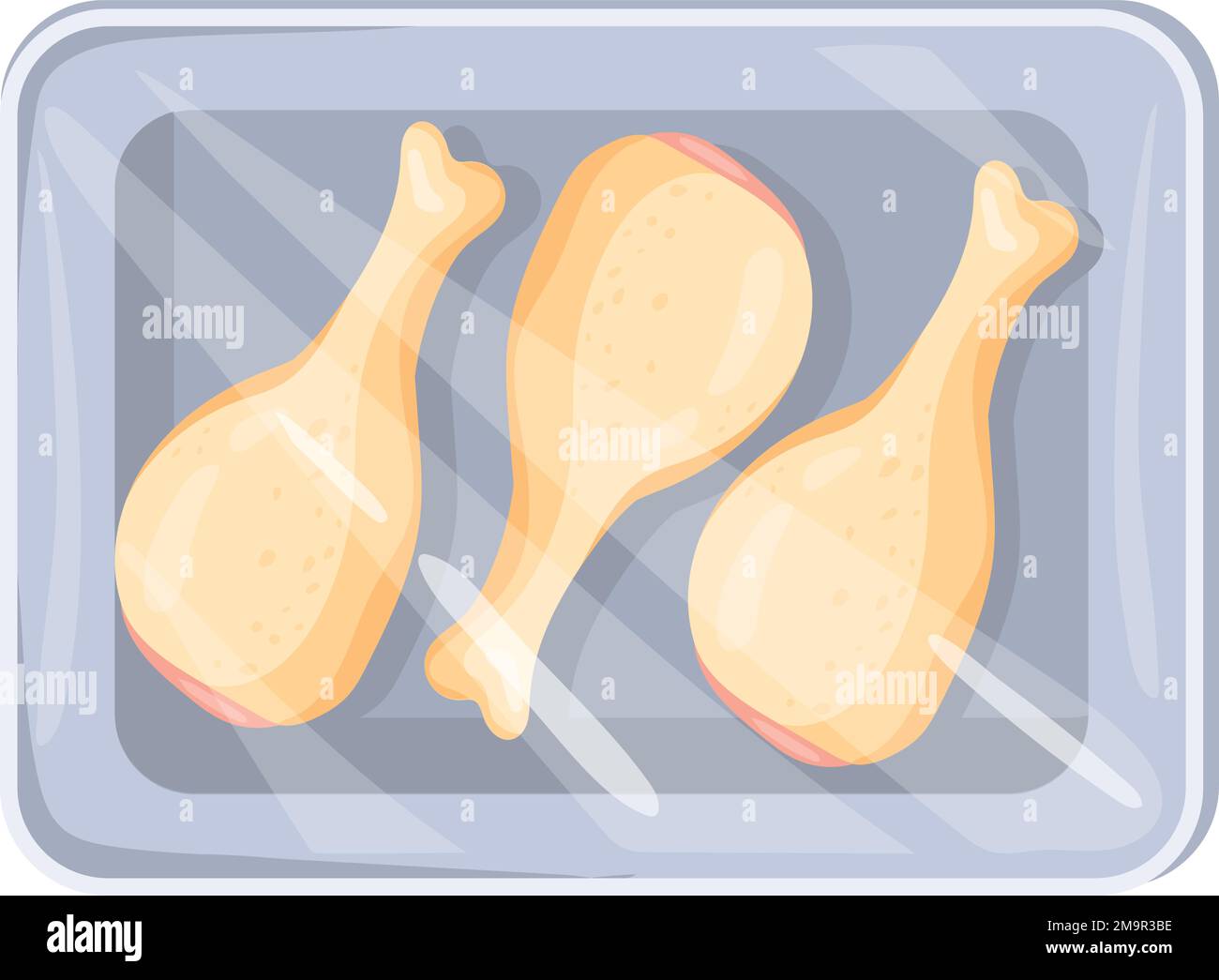 Chicken legs in plastic pack. Poultry raw meat isolated on white background Stock Vector Image