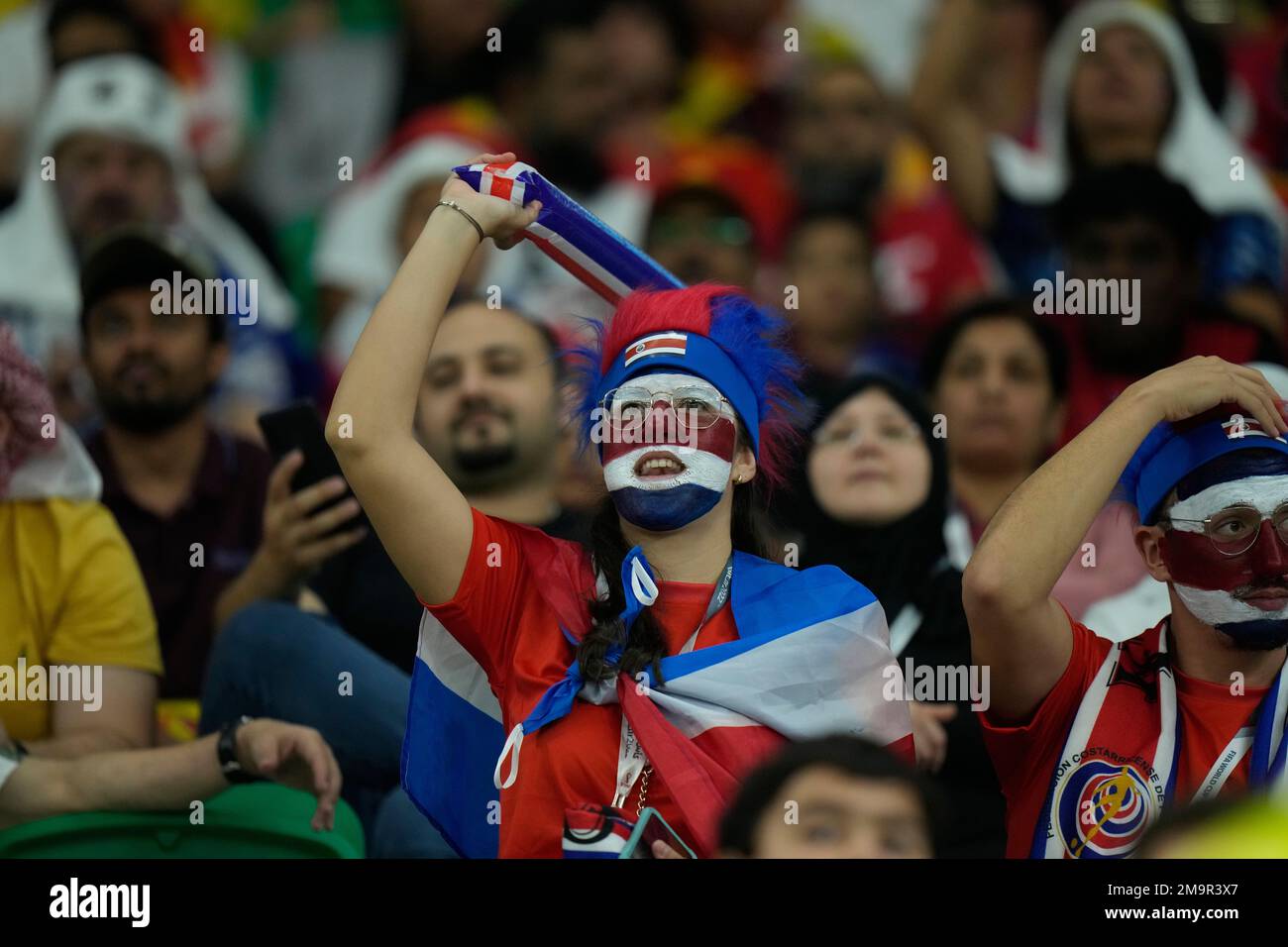 A supporter of Costa Rica cheers for her national team during the World