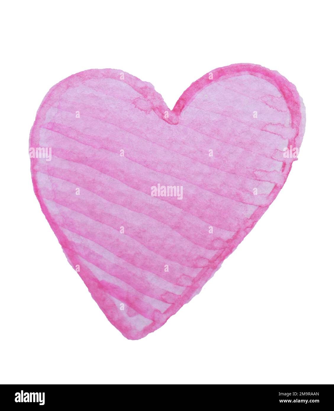 single handpainted watercolor pink heart, white background Stock Photo