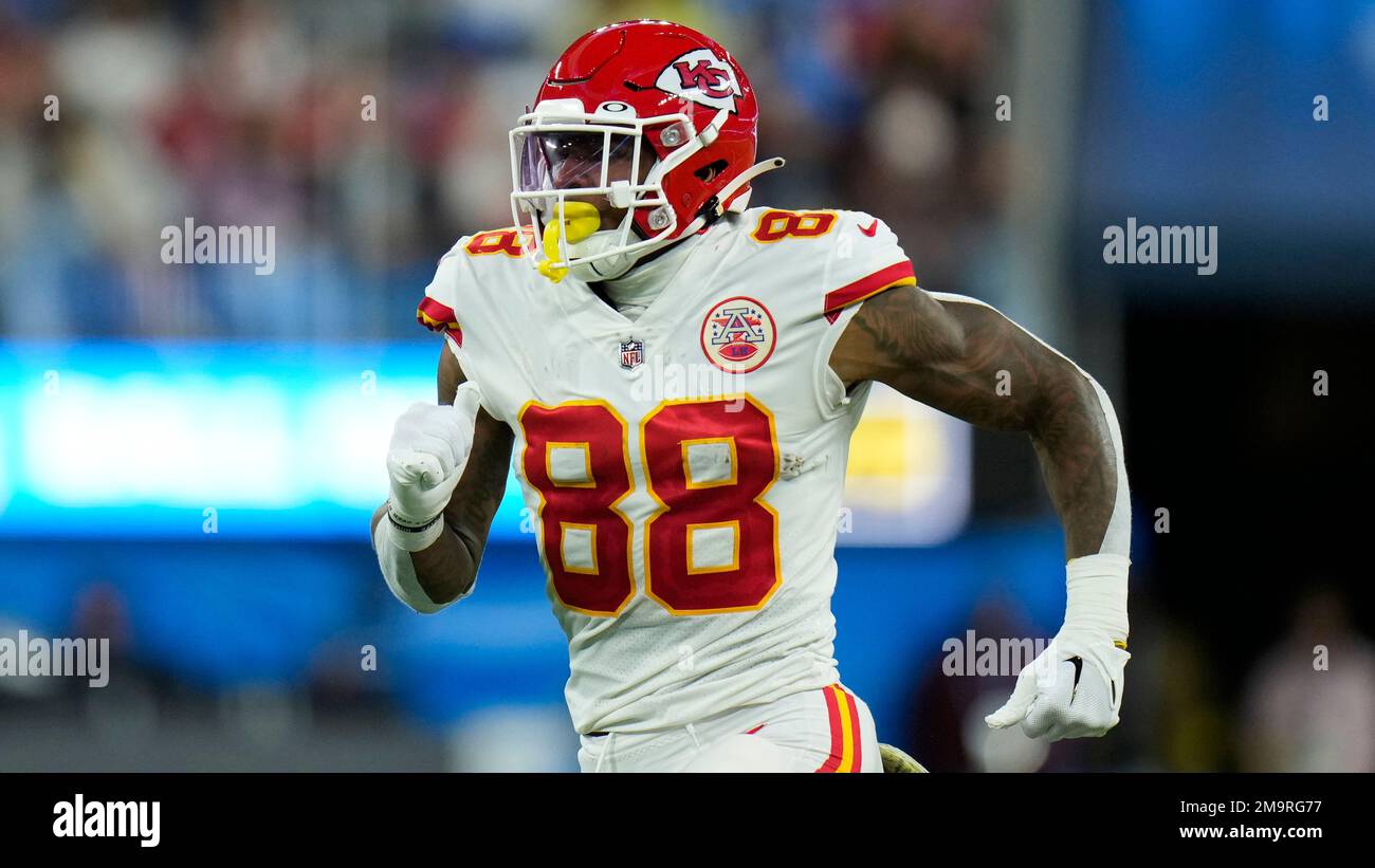 Kansas City Chiefs tight end Jody Fortson (88) runs during an NFL football  game against the Los Angeles Chargers, Sunday, Nov. 20, 2022, in Inglewood,  Calif. (AP Photo/Kyusung Gong Stock Photo - Alamy