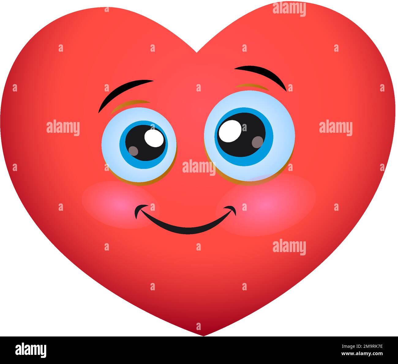 Cute red smiling heart emoji. Smiling face of cartoon heart icon ...