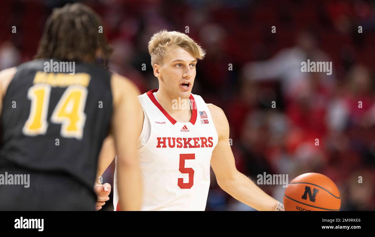 Nebraska's Sam Griesel (5) plays against ArkansasPine Bluff during the