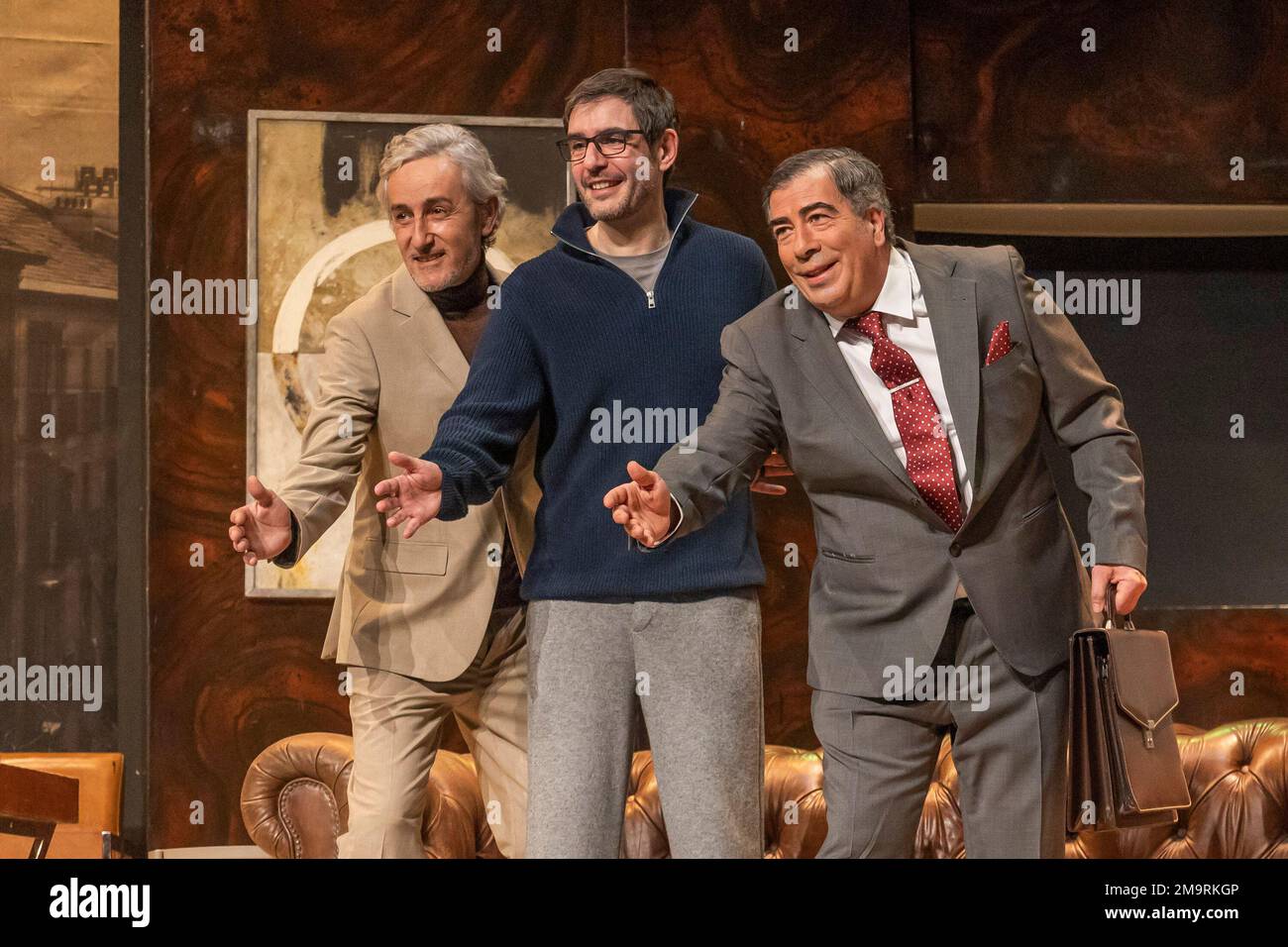 David Fernandez, Juanra and Agustin Jimenez during the graphic screening of the play "La