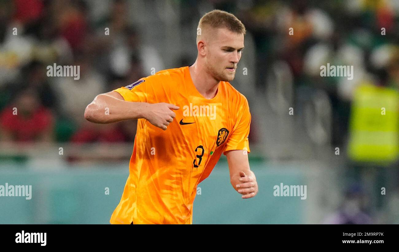 Matthijs de Ligt of the Netherlands in action during the World Cup, group A  soccer match between Senegal and Netherlands at the Al Thumama Stadium in  Doha, Qatar, Monday, Nov. 21, 2022. (