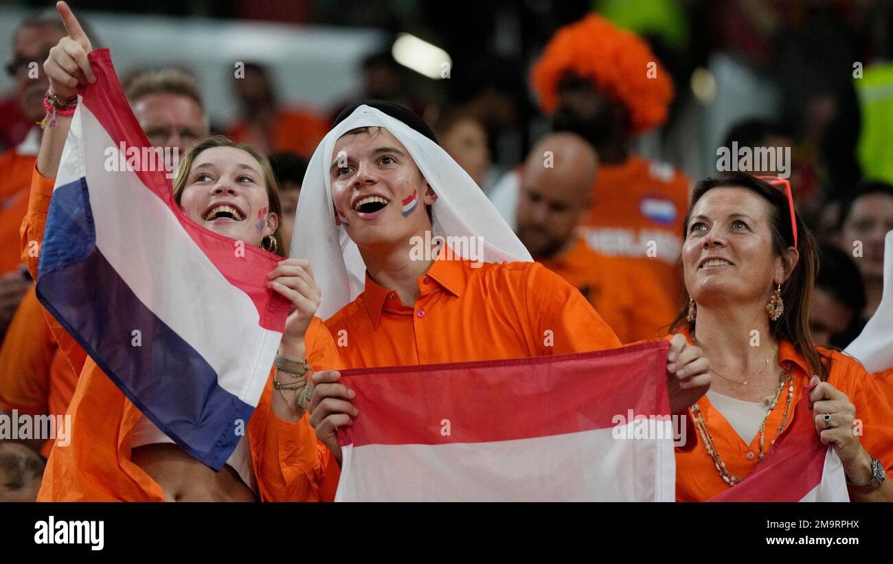 Dutch supporters cheer before the World Cup, group A soccer match