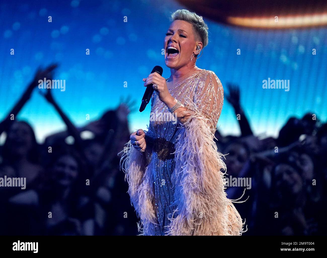 Pink performs "Hopelessly Devoted To You" during a tribute to the late