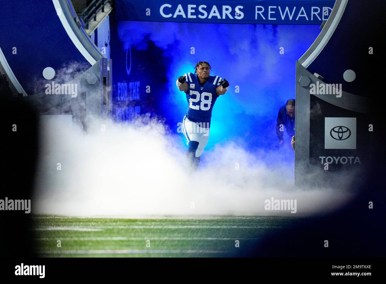 Indianapolis Colts running back Jonathan Taylor (28) is introduced ...