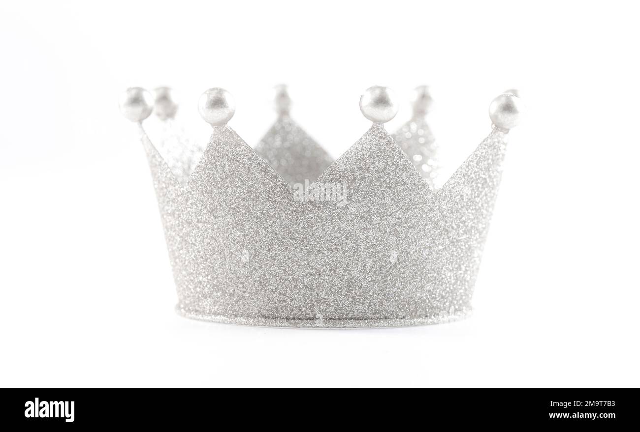Classic Silver Crown Isolated on a White Background Stock Photo - Alamy