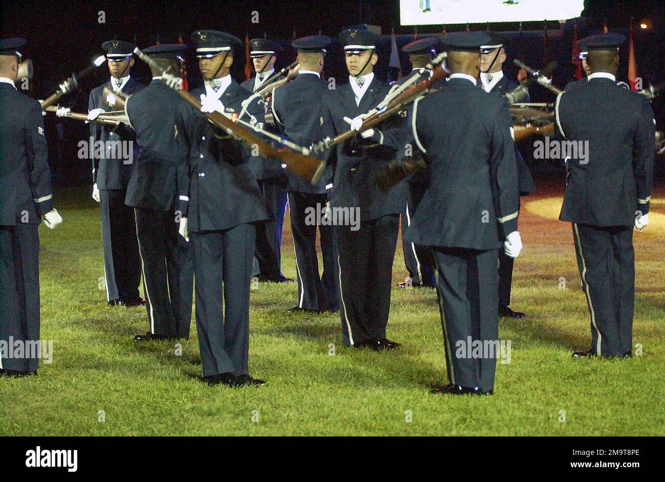 US Air Force (USAF) personnel with the Air Force Honor Guard Drill Team