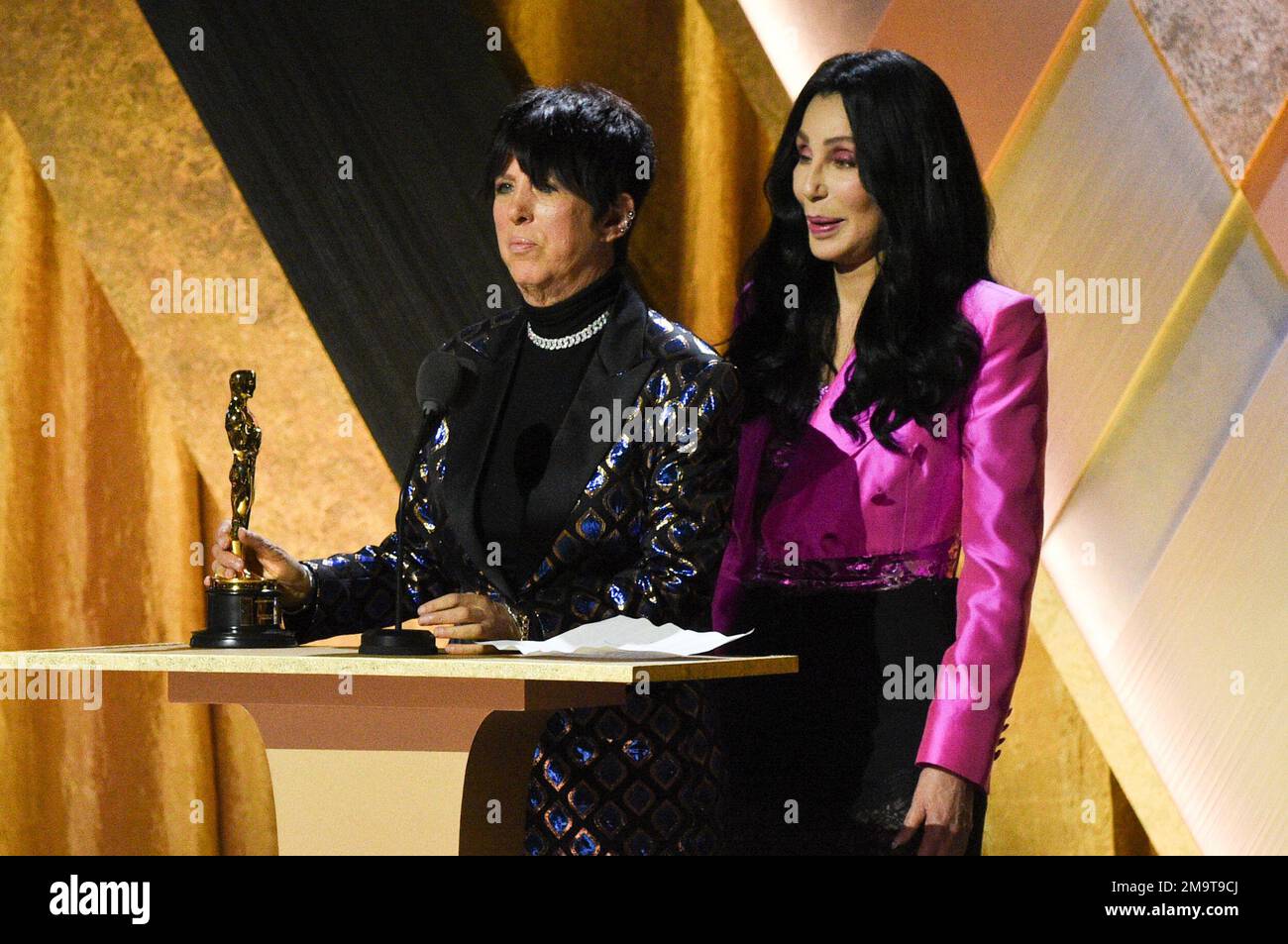 Diane Warren, left, and Cher speak on stage during the Governors Awards(01)