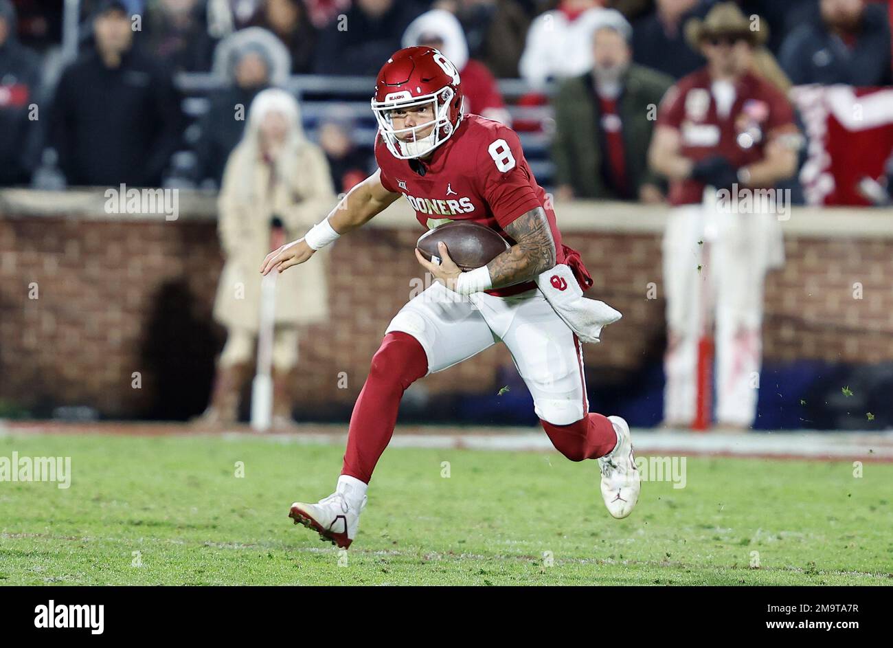Oklahoma quarterback Dillon Gabriel (8) runs for a first down against