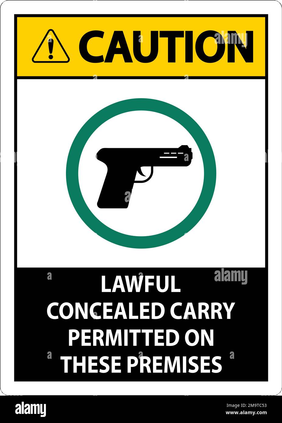 Caution Firearms Allowed Sign Lawful Concealed Carry Permitted On These