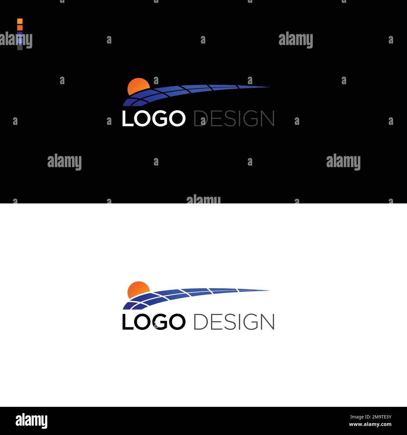 Branding Solar Logo Design with a Sun and Solar Stock Vector