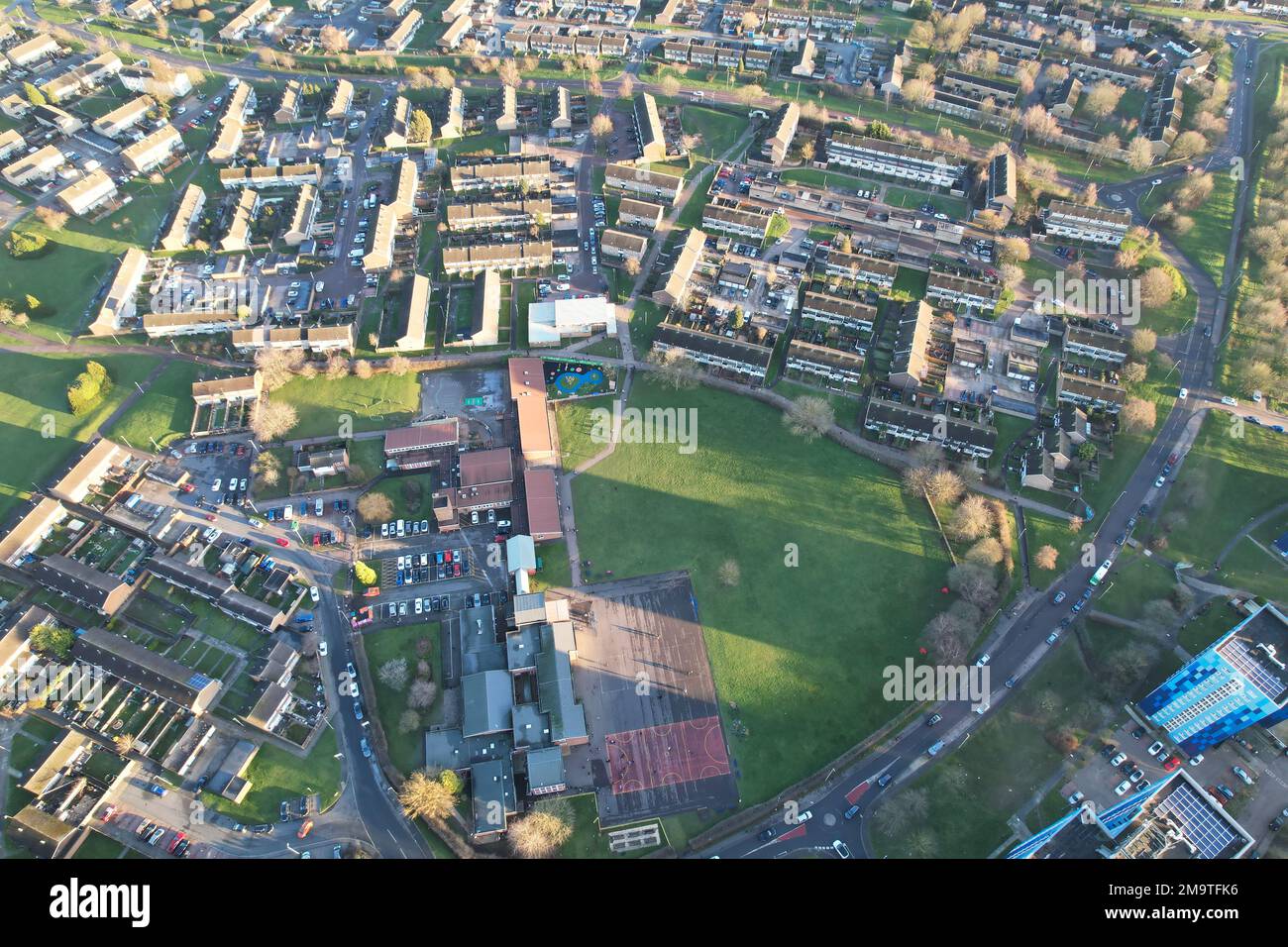 Aerial View of Northern City of England. Luton Leagrave Station Stock