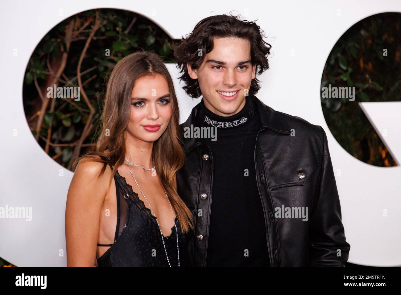 Alex Lee Aillon, left and Paris Brosnan arrive at the 2022 GQ Men of