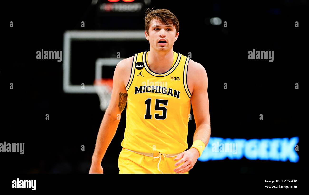 Michigan's Joey Baker (15) during the first half of an NCAA basketball