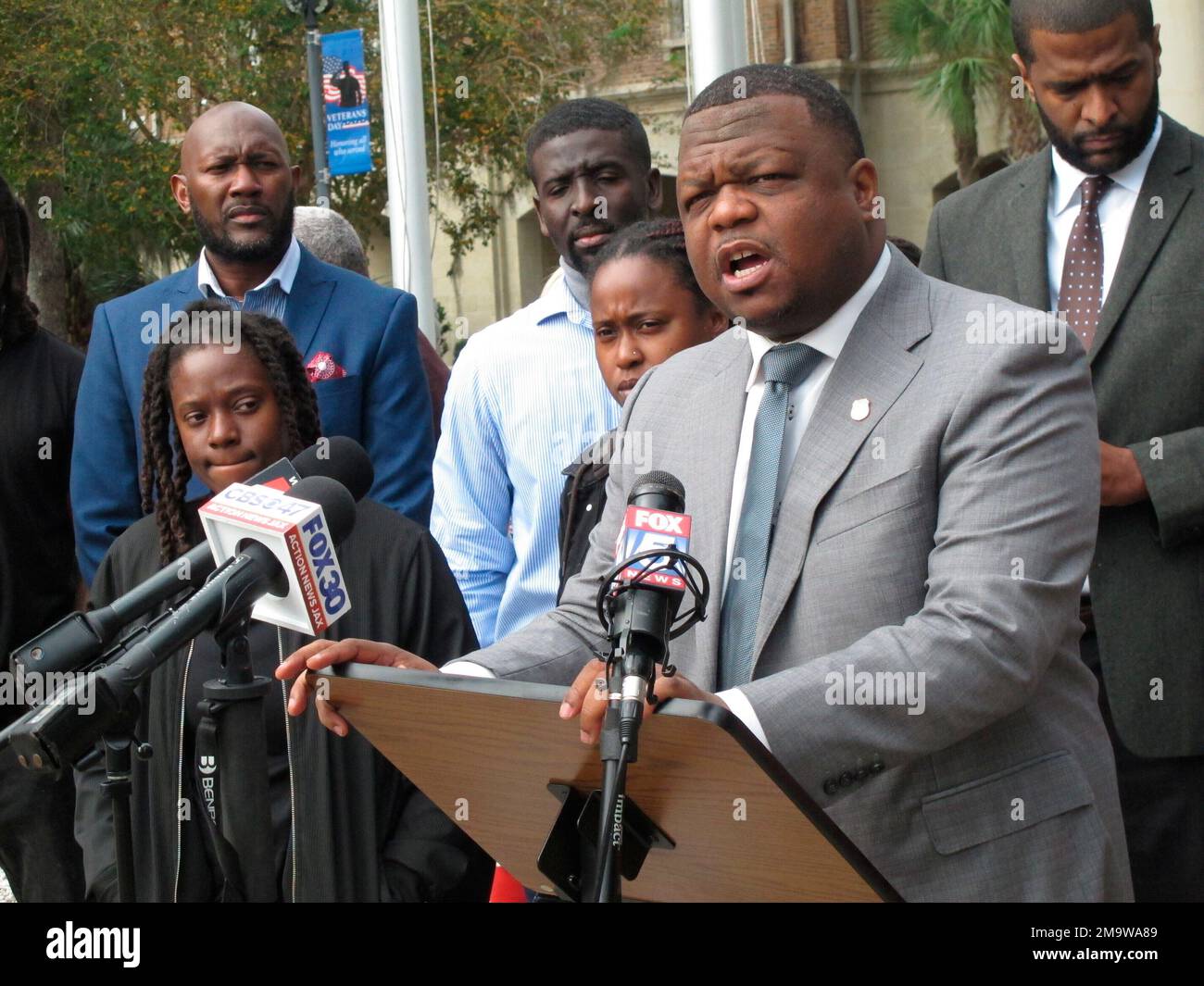 Attorney Harry Daniels speaks during a news conference Wednesday, Nov