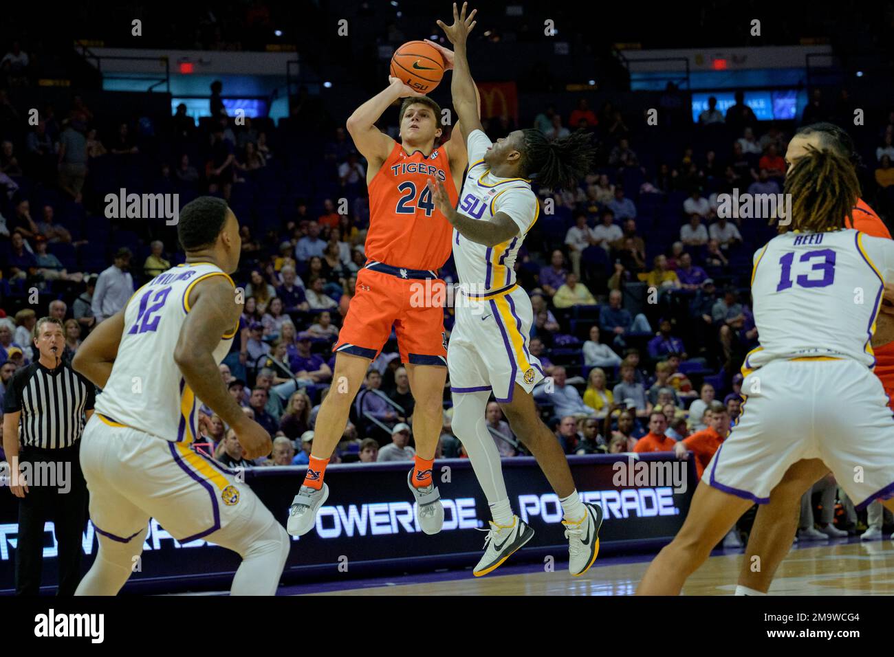 Auburn Guard Lior Berman (24) Shoots Against LSU Guard Cam Hayes (1 ...