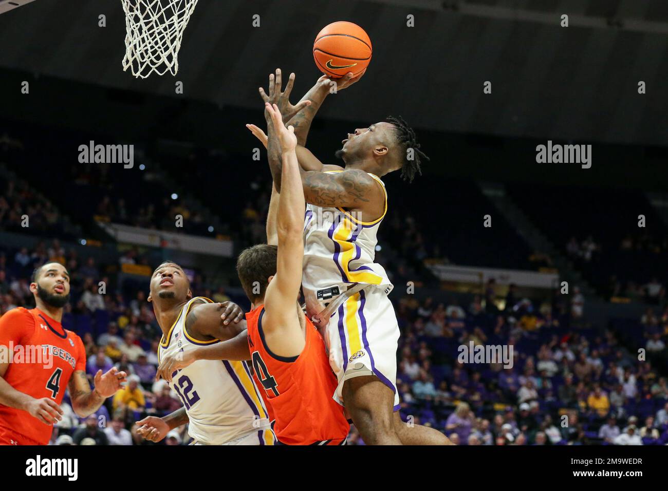 Baton Rouge, LA, USA. 18th Jan, 2023. LSU's Trae Hannibal (0) tries to