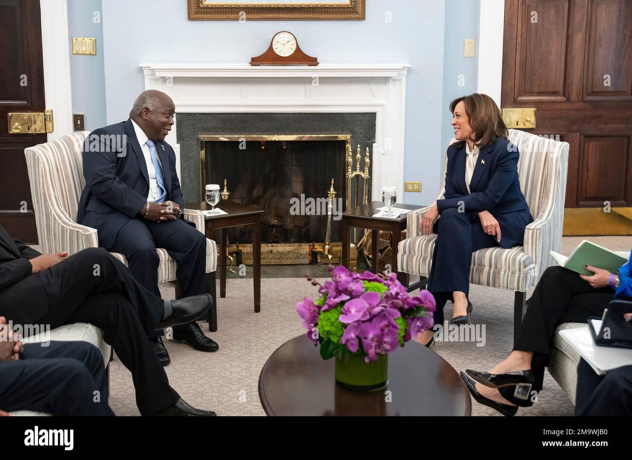 Washington, United States Of America. 17th Jan, 2023. Washington, United States of America. 17 January, 2023. U.S Vice President Kamala Harris, right, holds a face-to-face bilateral meeting with Bahamian Prime Minister Philip Davis in the White House, January 17, 2023 in Washington, DC Credit: Lawrence Jackson/White House Photo/Alamy Live News Stock Photo