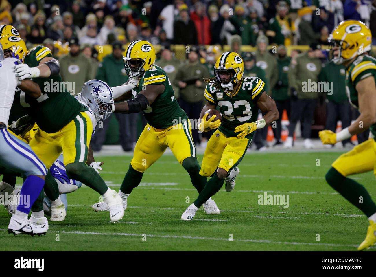 Green Bay Packers running back Aaron Jones (33) during an NFL football