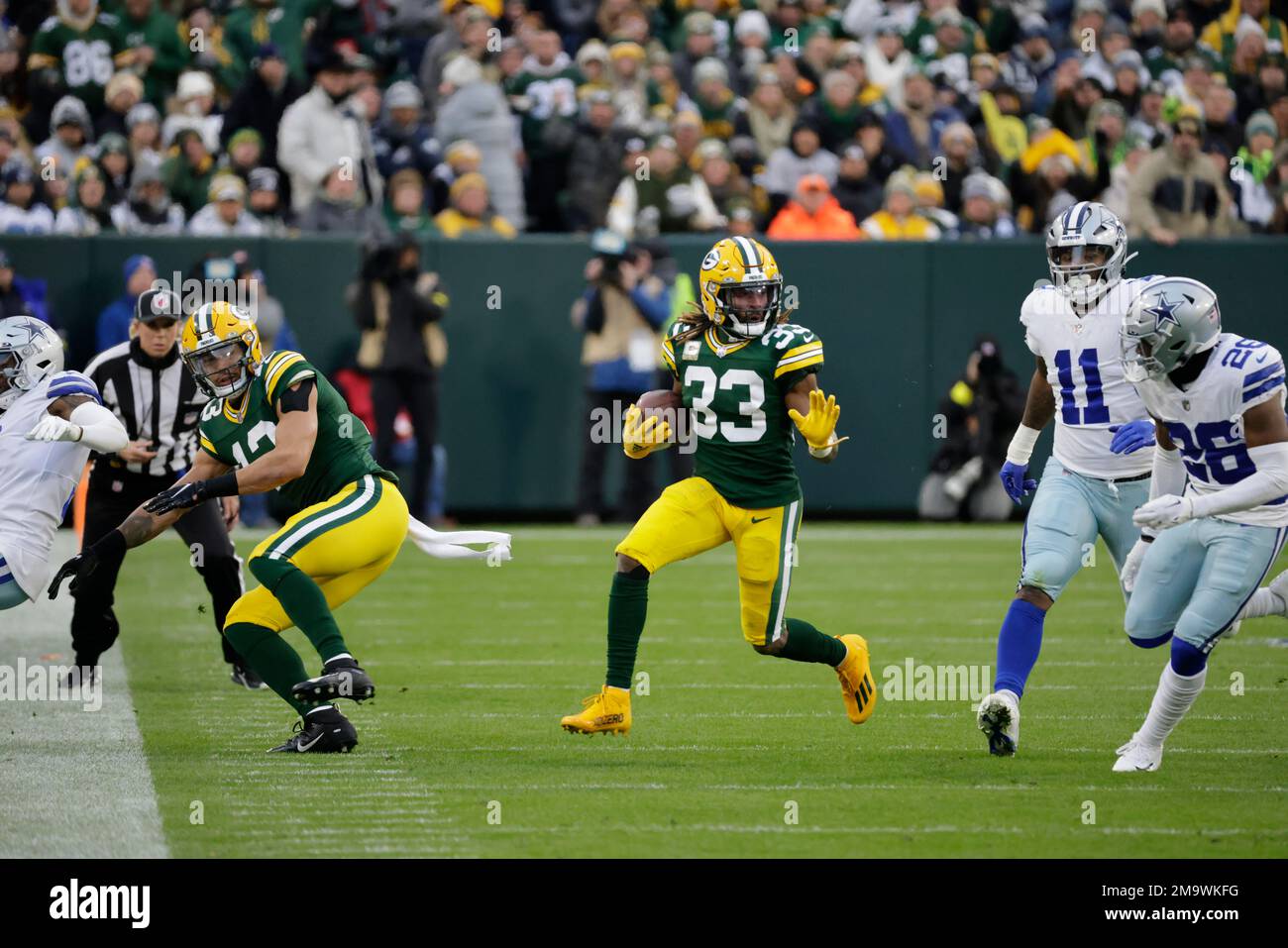 Green Bay Packers running back Aaron Jones (33) during an NFL football