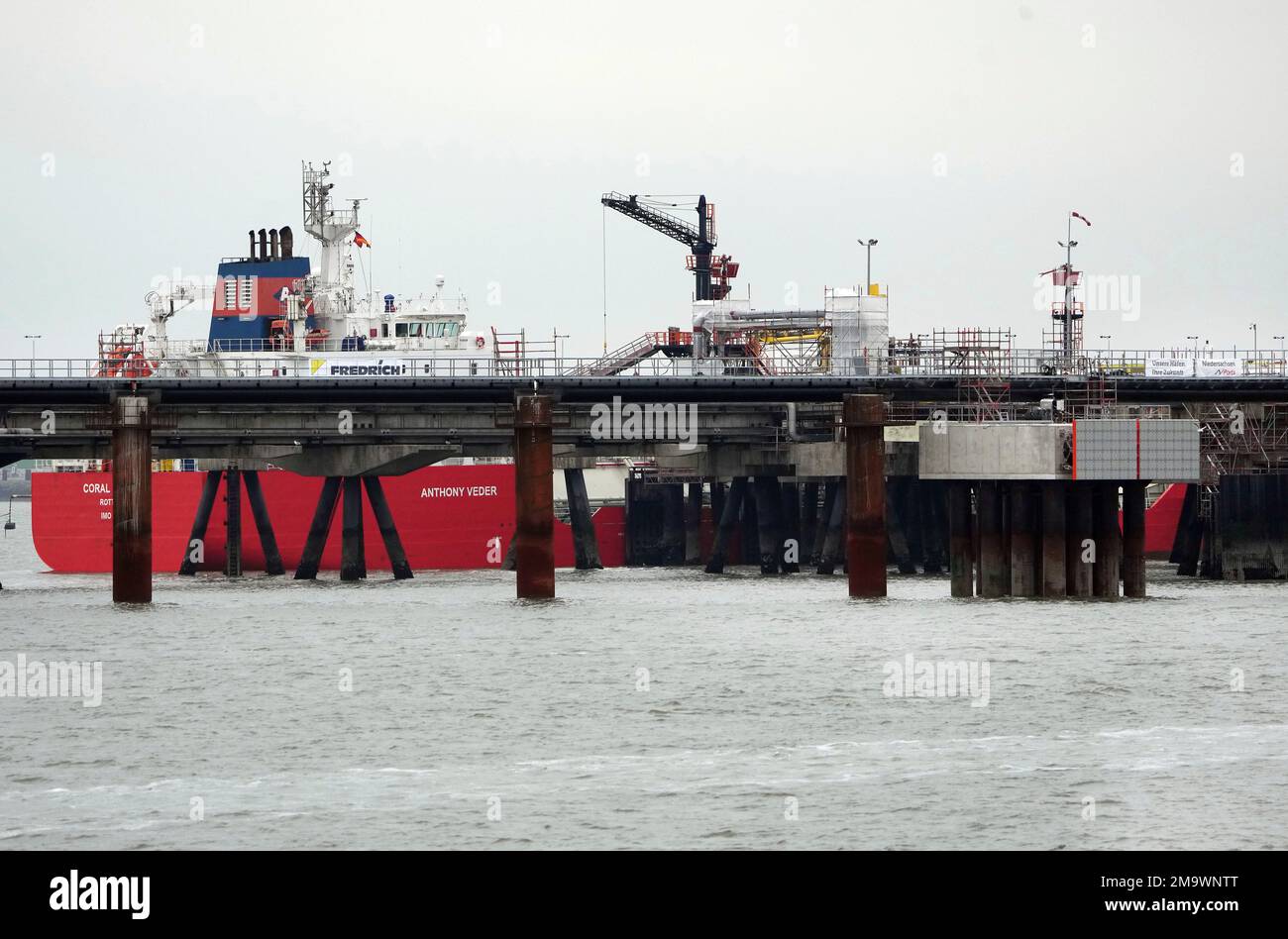 The LPG tanker 'Coral Parensis' is anchored at the construction site of ...