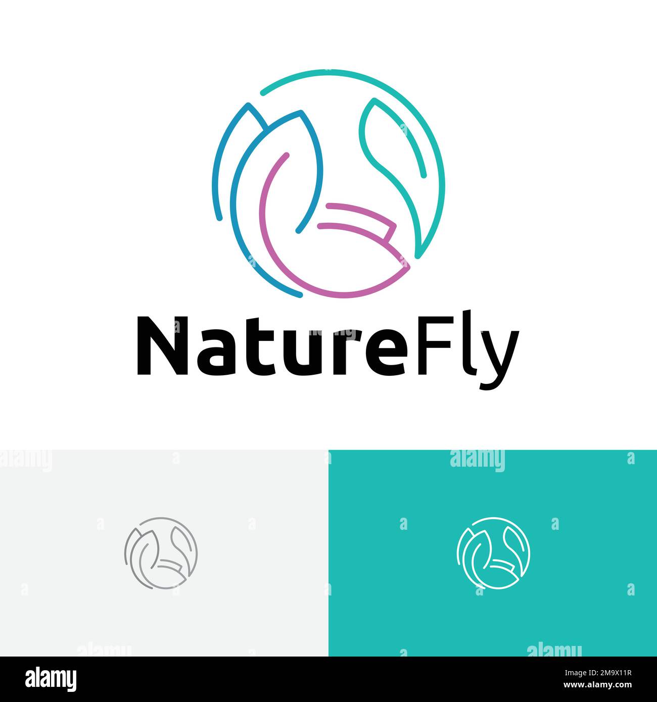 Butterfly Nature Leaf Fly Animal Simple Monoline Logo Stock Vector
