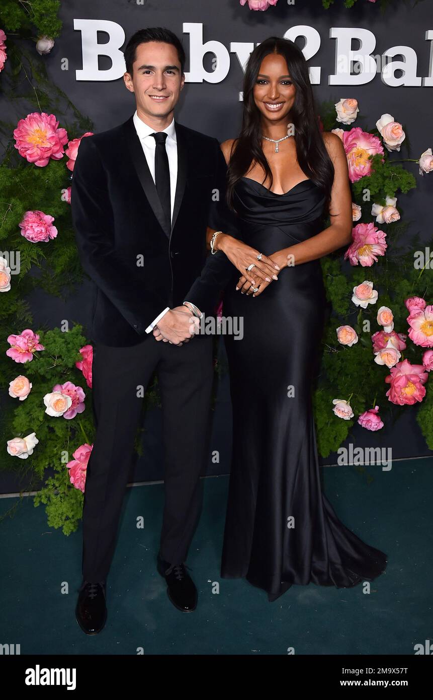 Juan David Borrero, left, and Jasmine Tookes arrive at the 2022