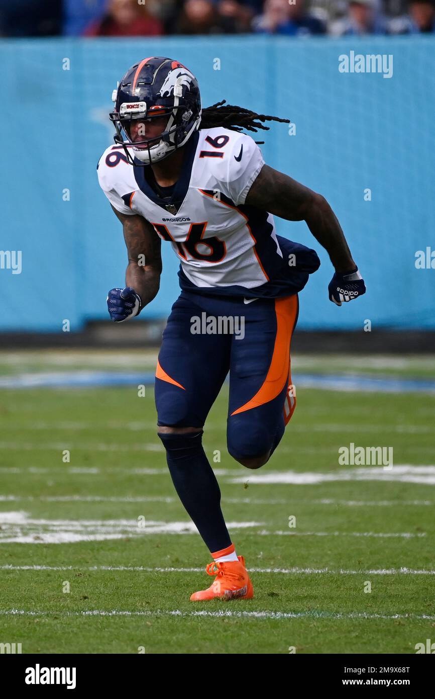 Denver Broncos wide receiver Tyrie Cleveland (16) runs a play against the  Indianapolis Colts during the first half of an NFL football game, Thursday,  Oct. 6, 2022, in Denver. (AP Photo/Jack Dempsey