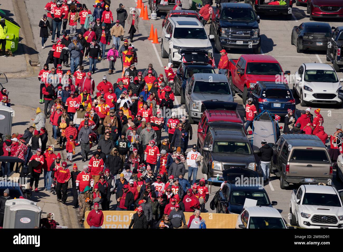 Fans file into Arrowhead Stadium before the start of an NFL football