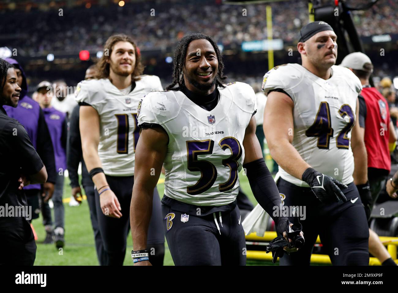 Baltimore Ravens linebacker Del'Shawn Phillips (53) during an NFL
