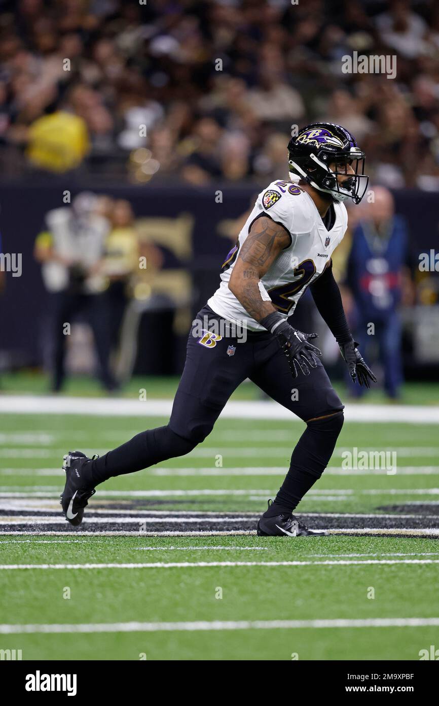 Baltimore Ravens safety Geno Stone (26) during an NFL football game