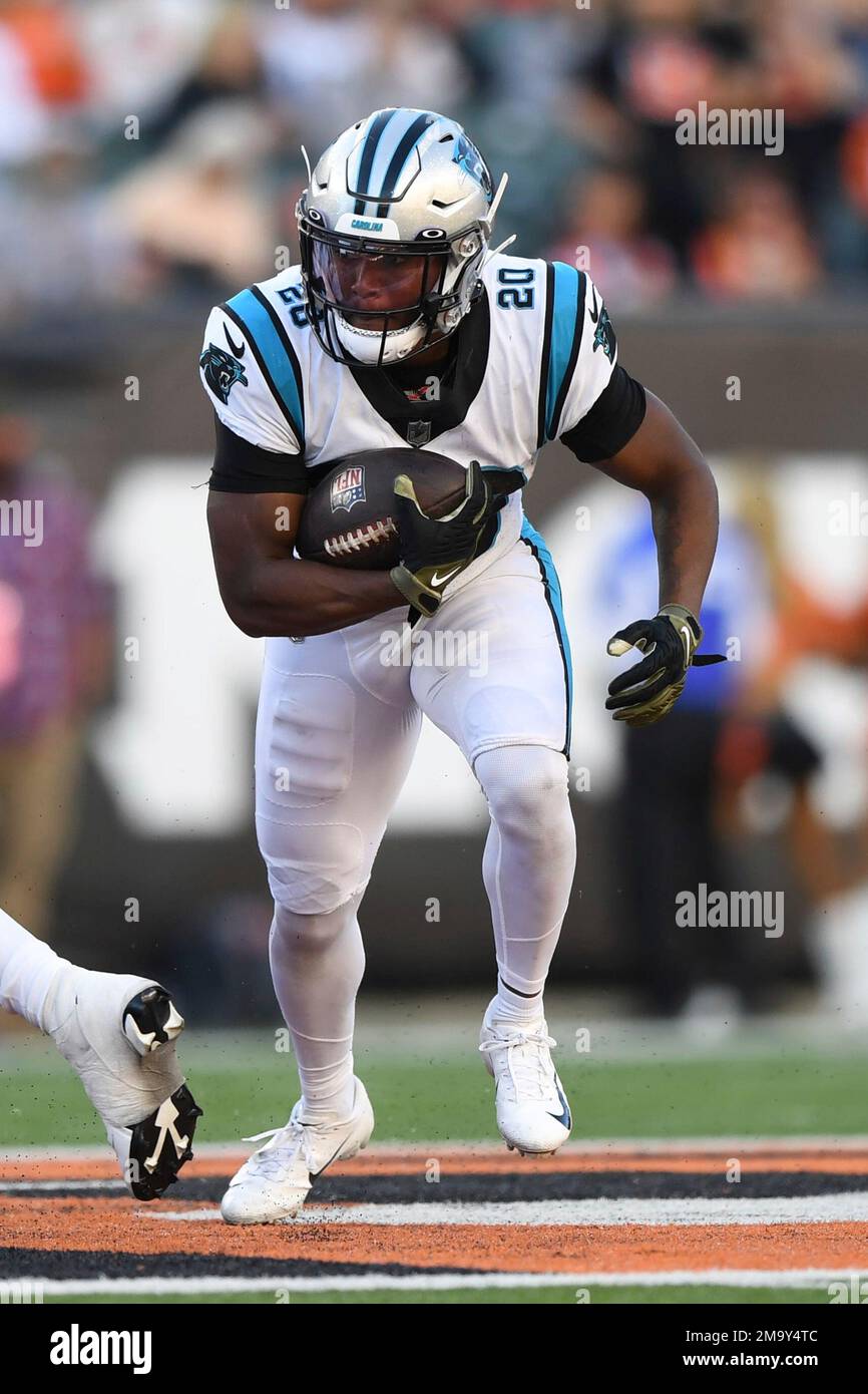 Carolina Panthers running back Raheem Blackshear (20) carries the ball