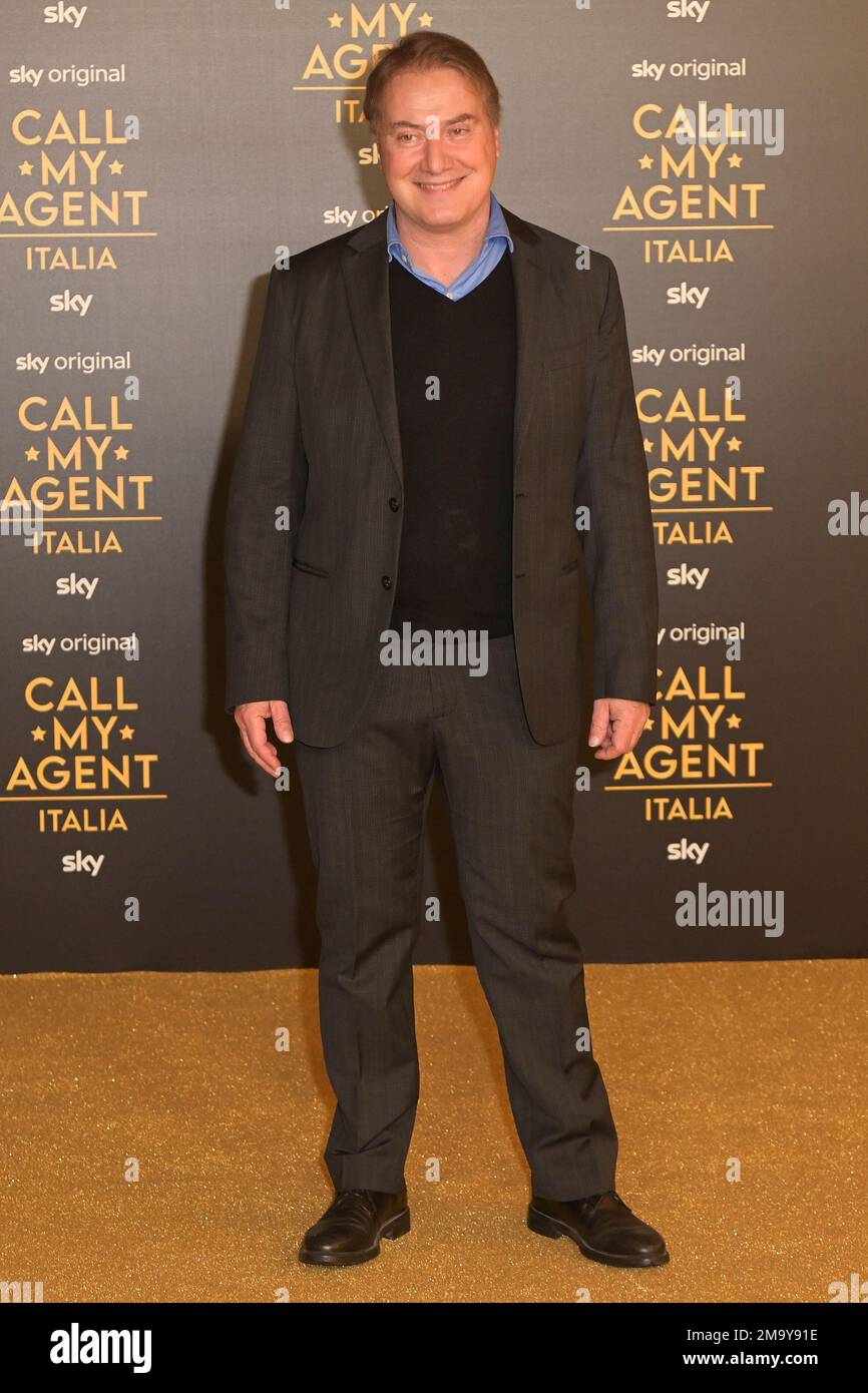 Rome, Italy. 18th Jan, 2023. Corrado Guzzanti attends at the gold carpet of the premiere of Sky series 'Call my agent Italia' at The Space Moderno cinema. Credit: SOPA Images Limited/Alamy Live News Stock Photo