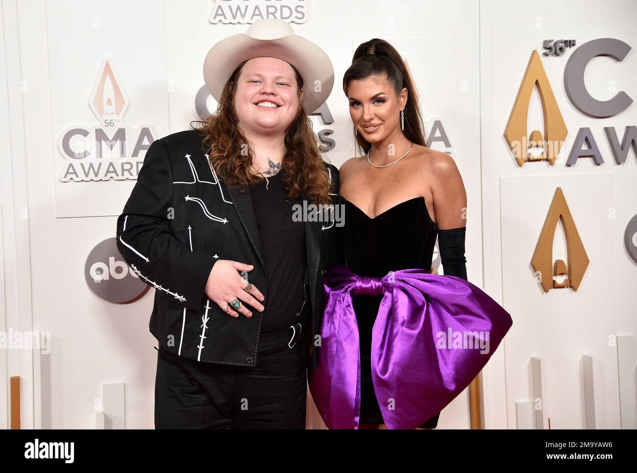 Marcus King, left, and Briley Hussey arrive at the 56th Annual CMA