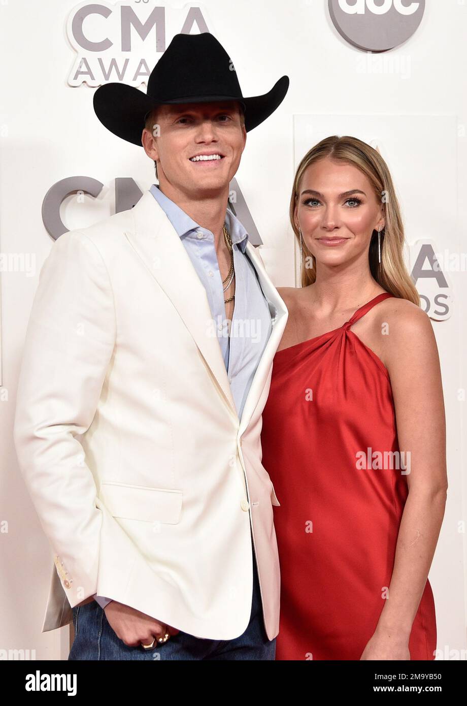 Parker McCollum, left, and Hallie Ray arrive at the 56th Annual CMA