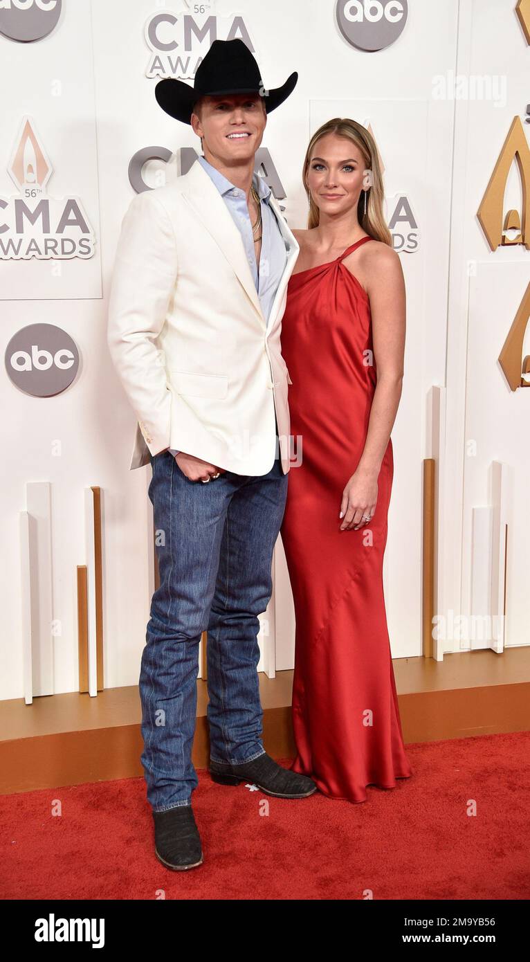 Parker McCollum, left, and Hallie Ray arrive at the 56th Annual CMA