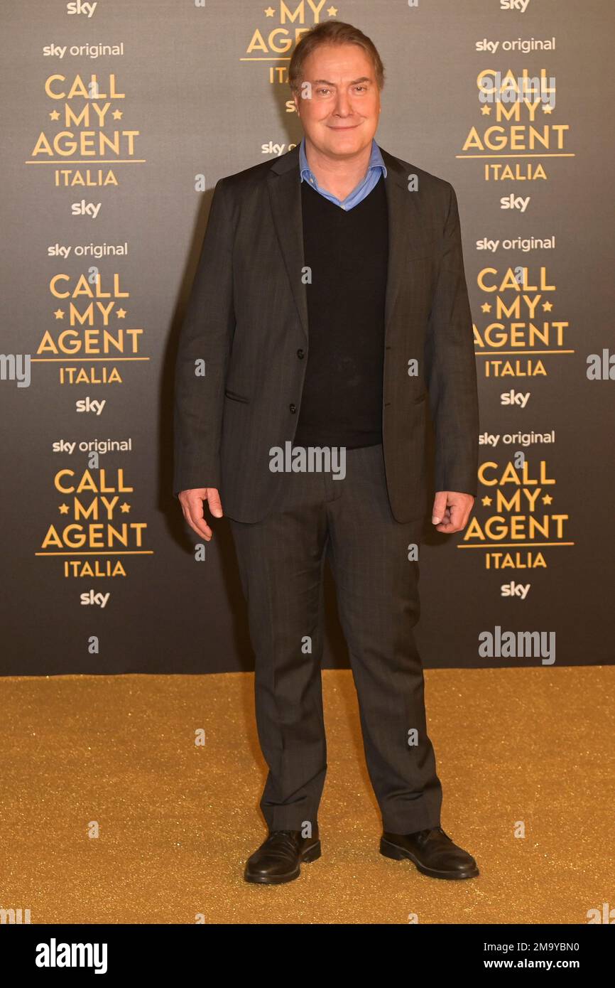 Rome, Italy. 18th Jan, 2023. Corrado Guzzanti attends at the gold carpet of the premiere of Sky series 'Call my agent Italia' at The Space Moderno cinema. (Photo by Mario Cartelli/SOPA Images/Sipa USA) Credit: Sipa USA/Alamy Live News Stock Photo