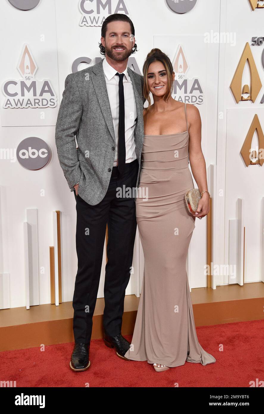 Riley Green, left, and Sophia Sansone arrive at the 56th Annual CMA