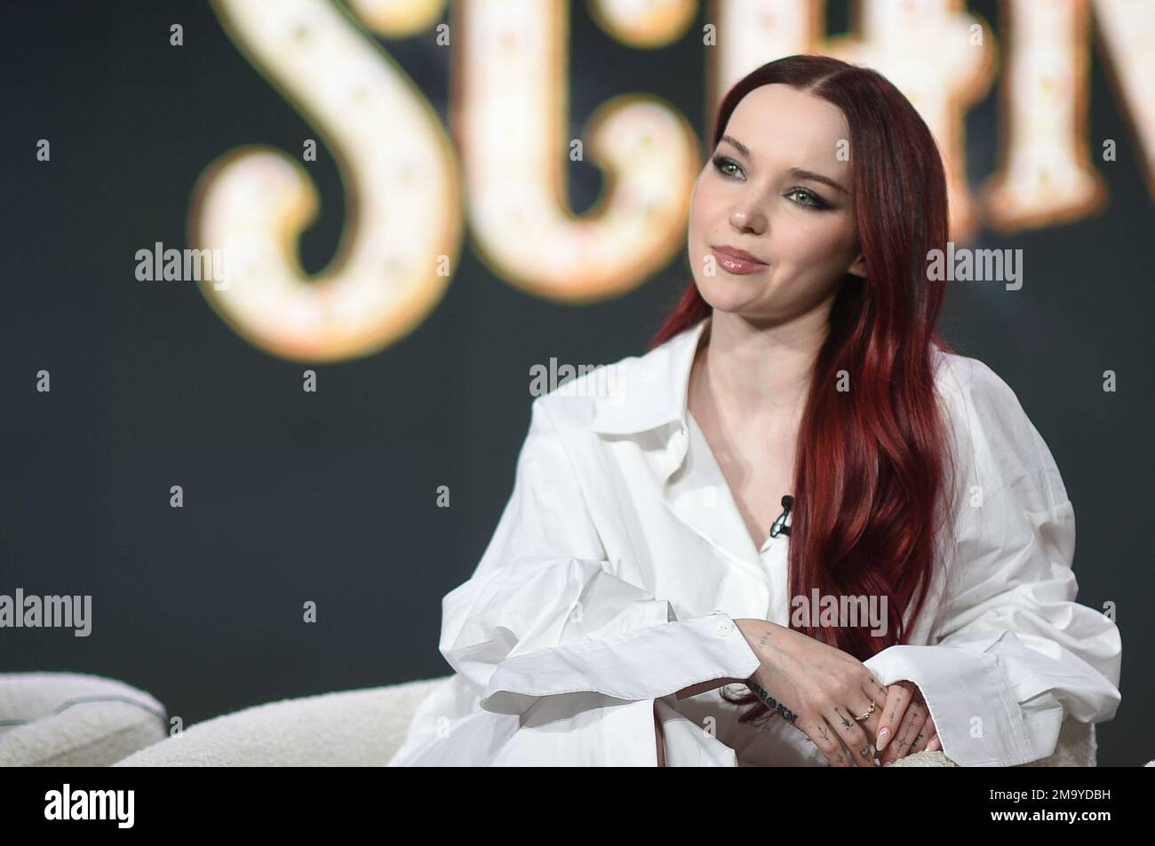 Dove Cameron participates in the Apple TV "Schmigadoon!" panel during ...