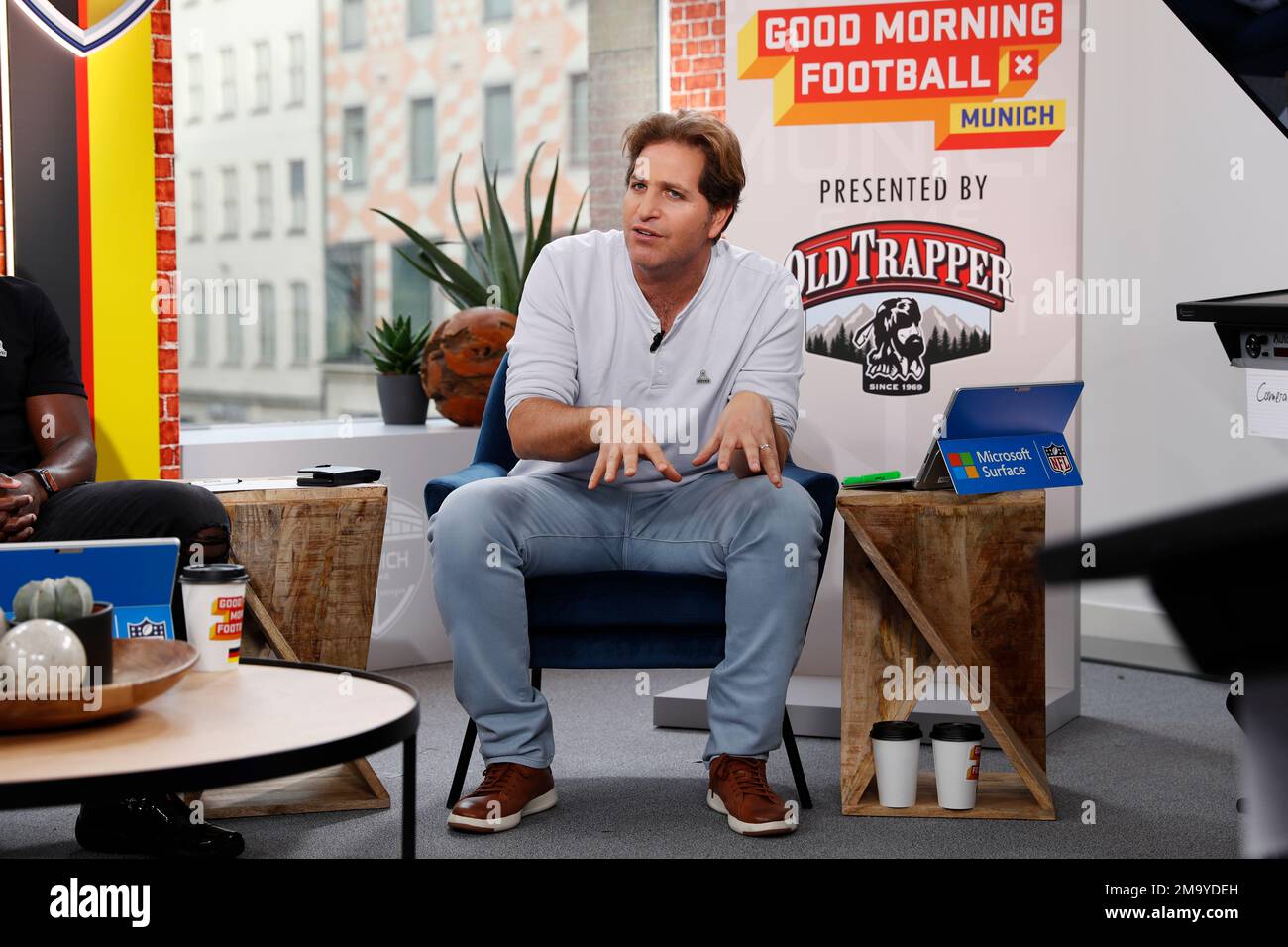 Peter Schrager is seen on the set of Good Morning Football in Munich