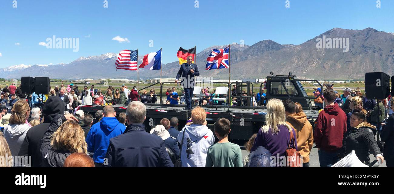 Gen. Mike Minihan, Air Mobility Command commander, speaks at a