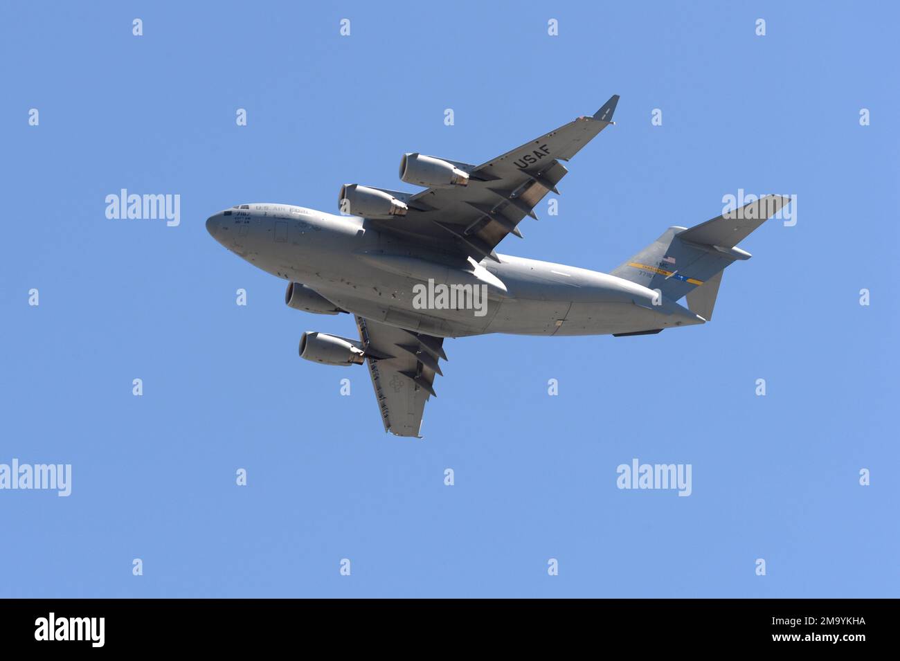 A U.S. Air Force C17 Globemaster III flies over Spanish Fork, Utah May