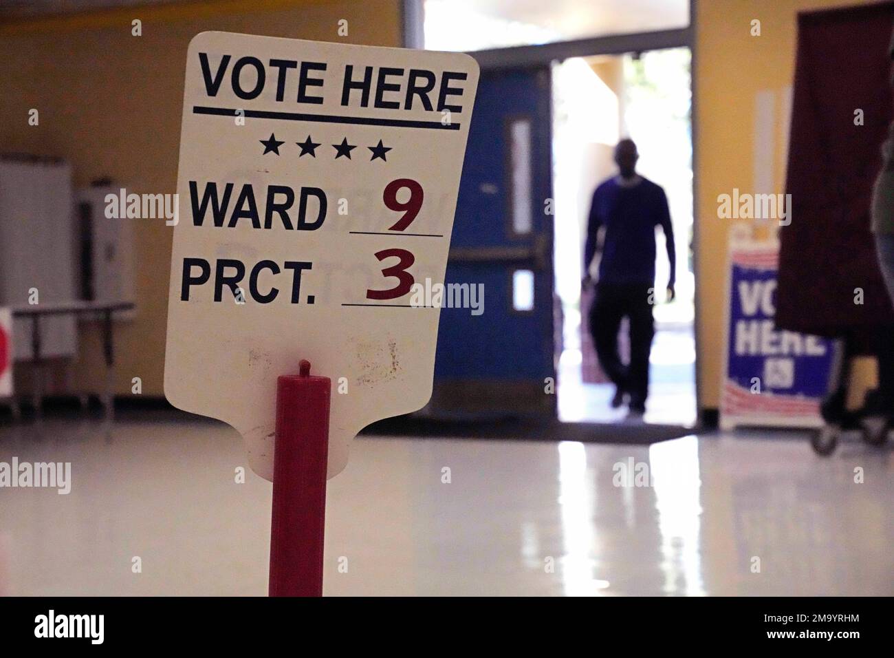 Lionel Donaldson enters his polling place to vote on Election Day at