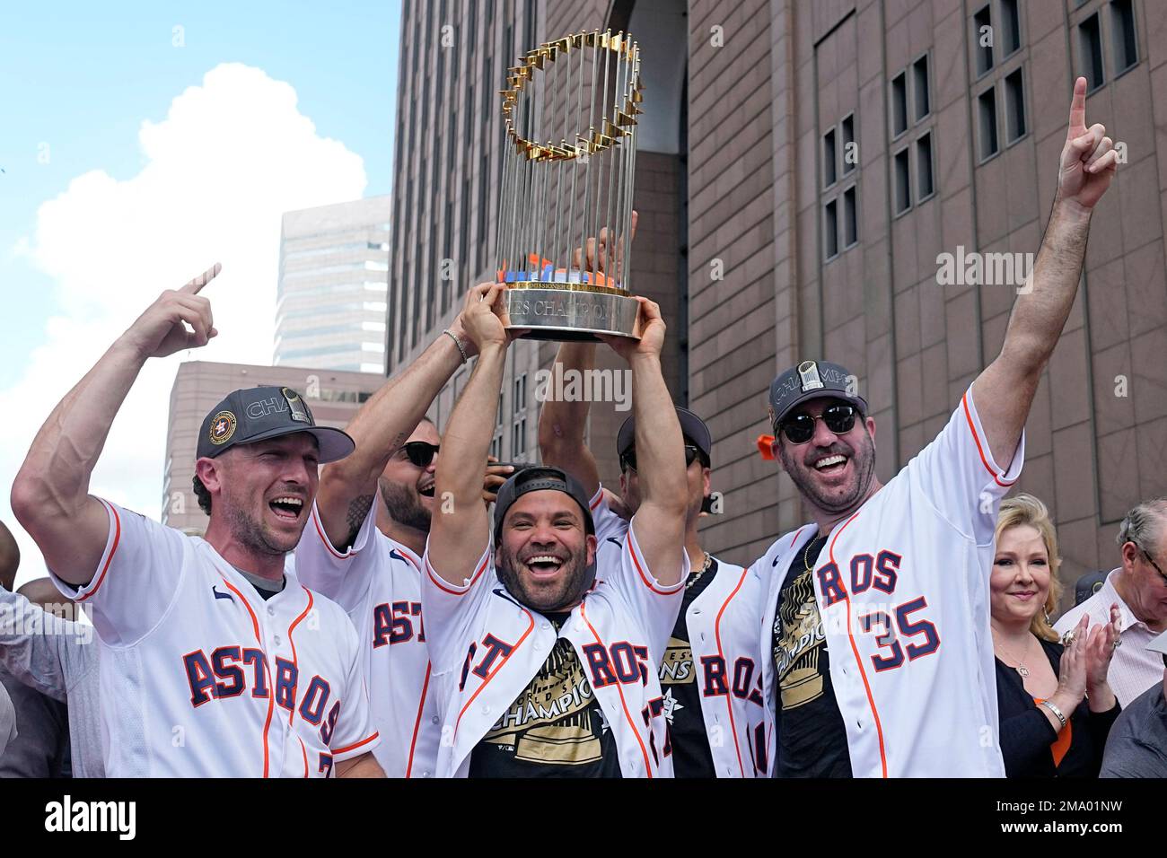 Houston Astros, from left to right, Alex Bergman, Jose Altuve, Lance