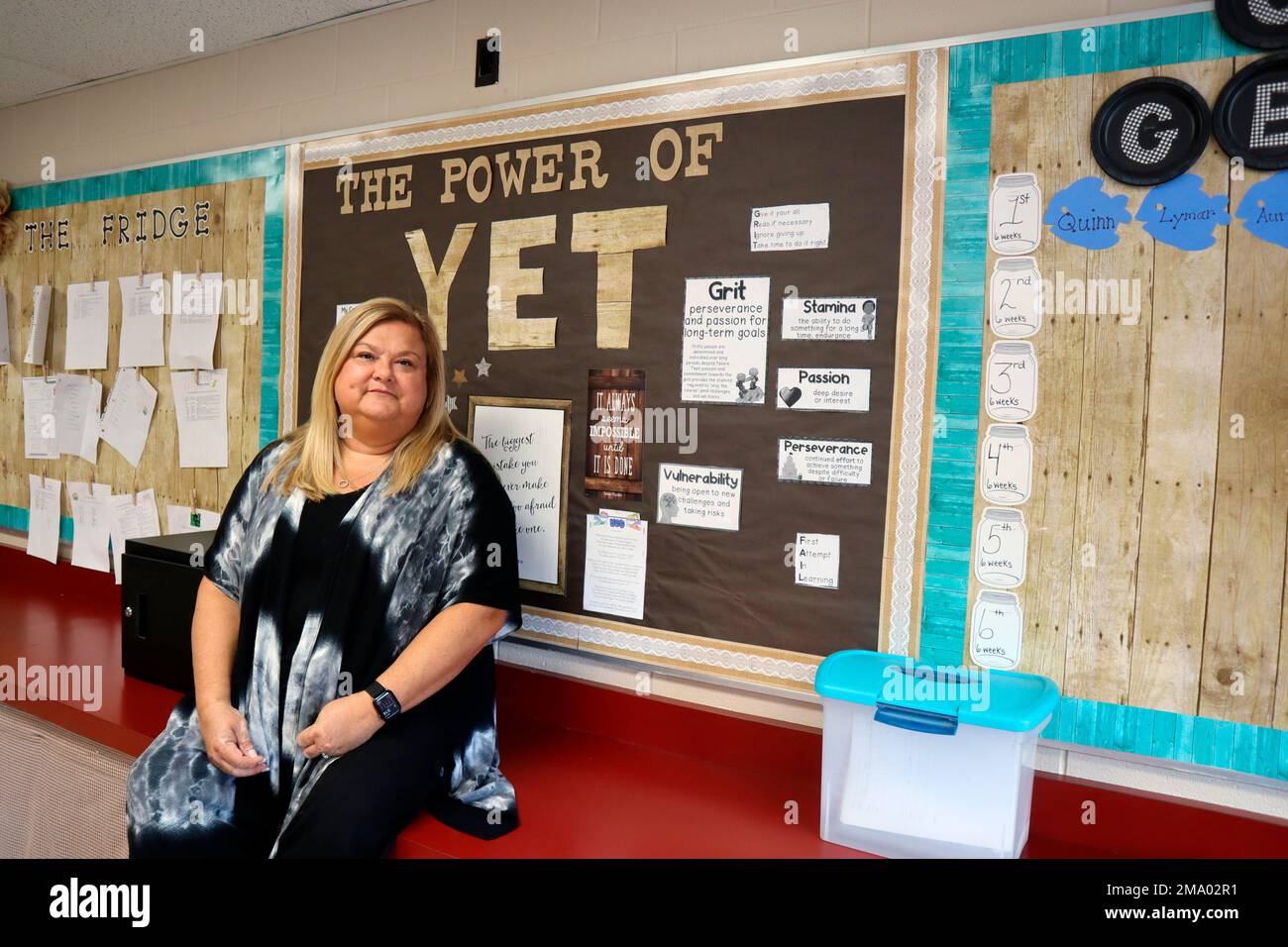 FILE Amber McCoy, a fourth grade teacher, poses at Kellogg Elementary