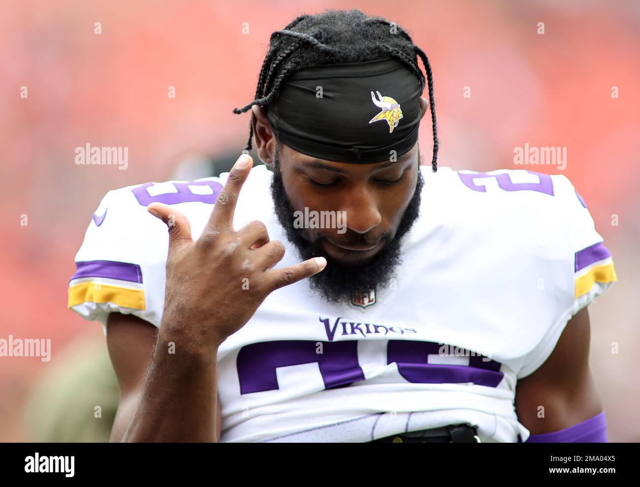 Minnesota Vikings cornerback Kris Boyd (29) pictured before an NFL football game against the