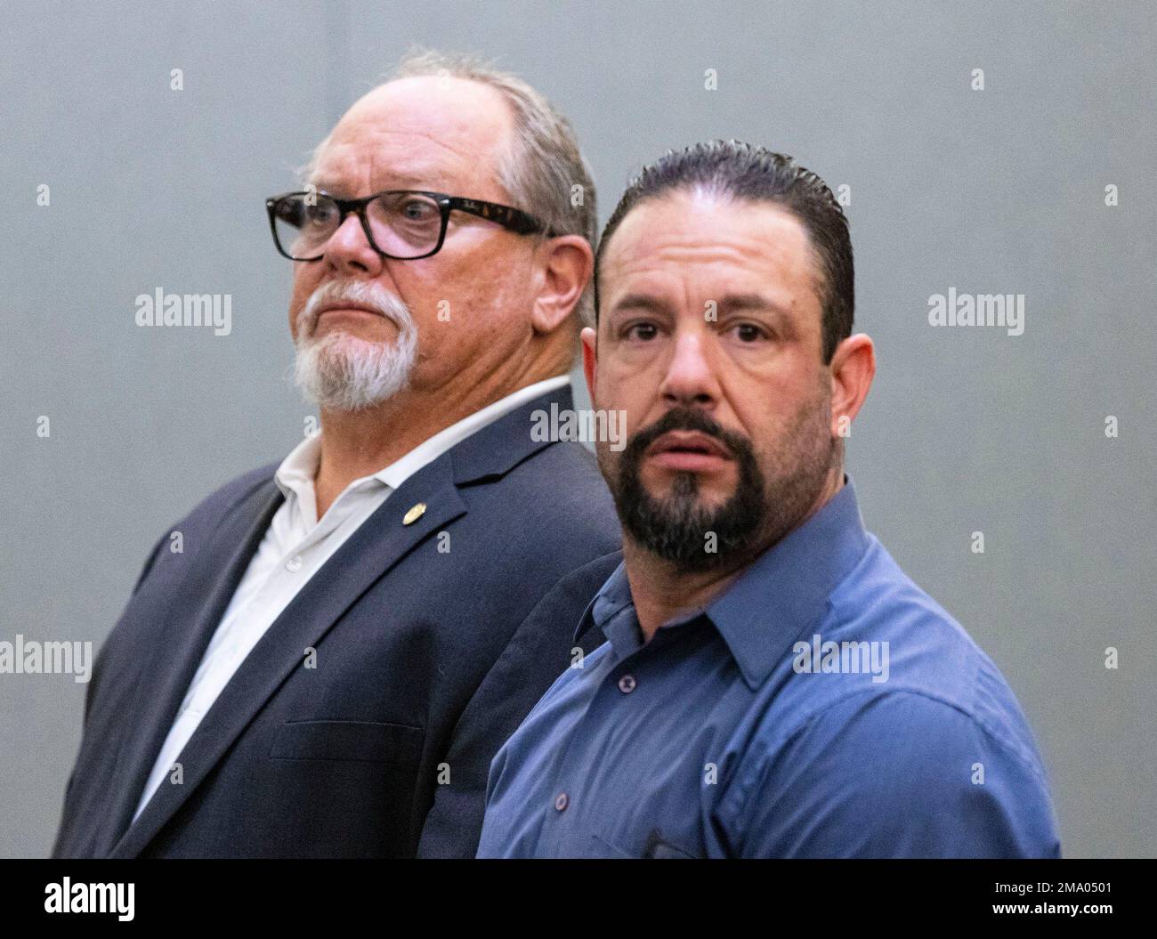 Hells Angels President Richard Devries, left, and Stephen Alo, appear