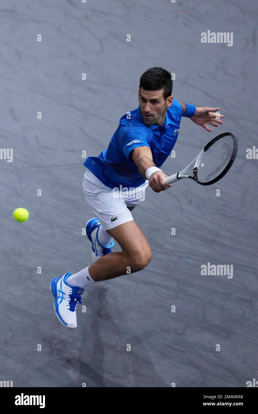 Serbia's Novak Djokovic shouts during the quarter final match against  Denmark's Holger Rune at the Italian Open tennis tournament, in Rome,  Wednesday, May 17, 2023. (AP Photo/Gregorio Borgia Stock Photo - Alamy